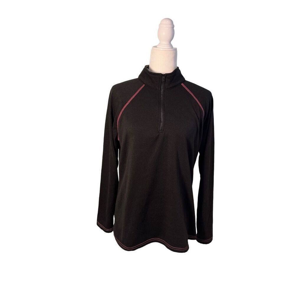 Mossy Oak black 1/2 zip fleece with pink trim detail - 8